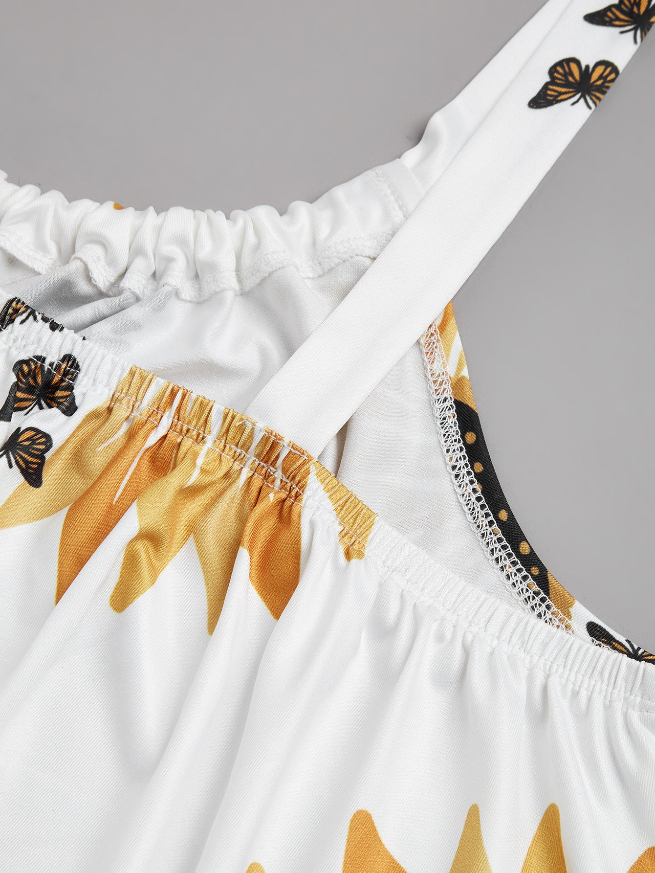 Plus Size Sunflower Print Sleeveless Dress – Casual, Party, Sexy Wrap