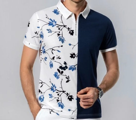 Men’s Tie-Dye Casual Lapel T-Shirt – Short Sleeve Pullover