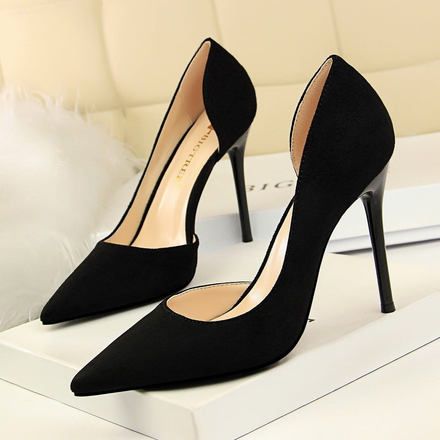 Suede Pointed Toe High Heels – Classic European Style