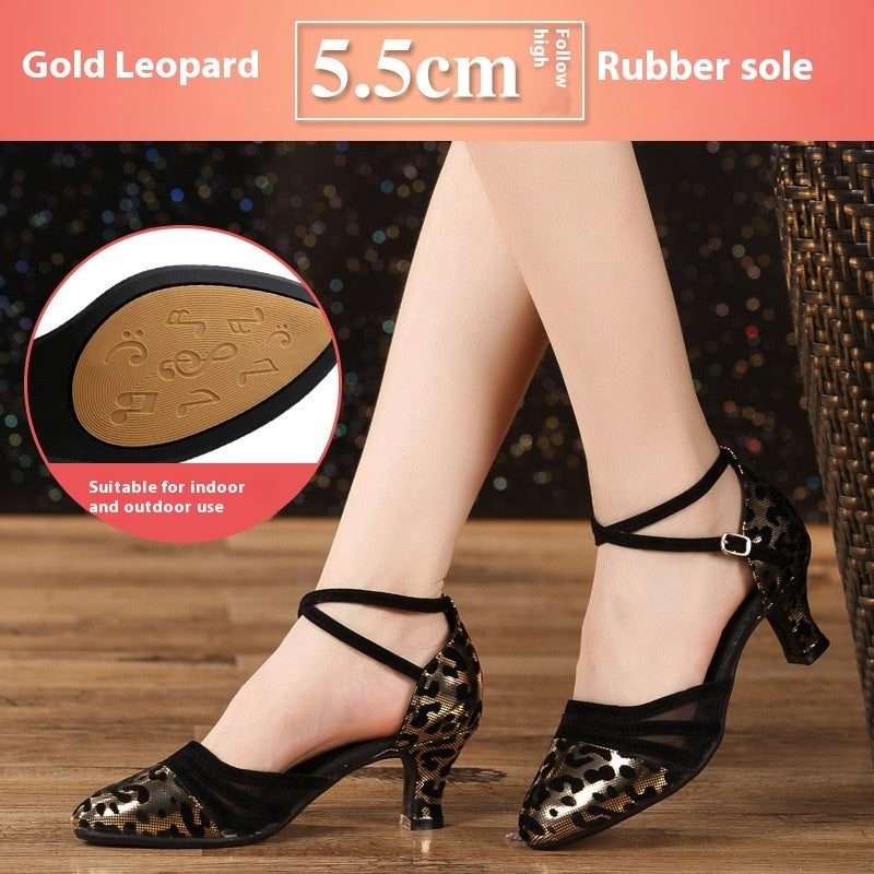Latin Dance Shoes – Mid Heel, Rubber Sole