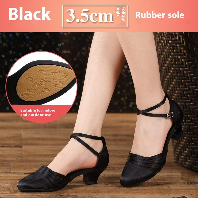 Latin Dance Shoes – Mid Heel, Rubber Sole