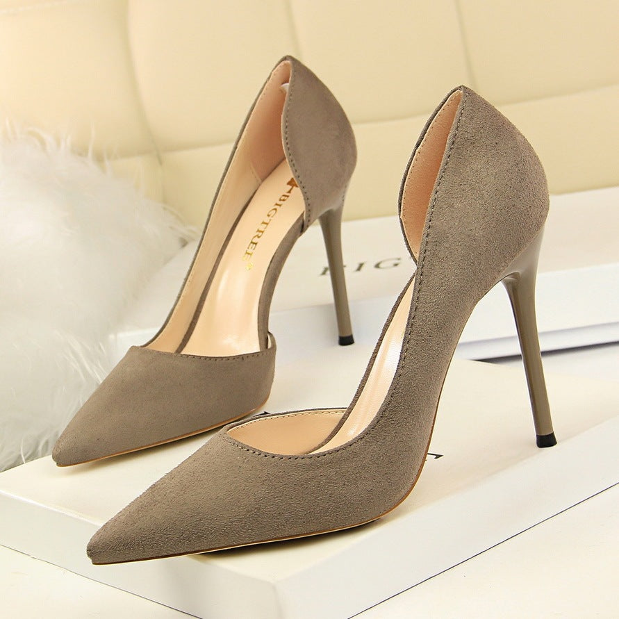 Suede Pointed Toe High Heels – Classic European Style