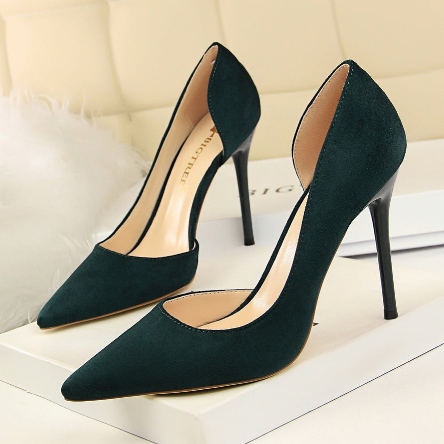 Suede Pointed Toe High Heels – Classic European Style