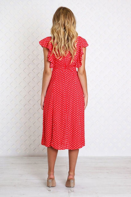 Printed Lace Ruffle Dress – Elegant, Trendy, Feminine Style