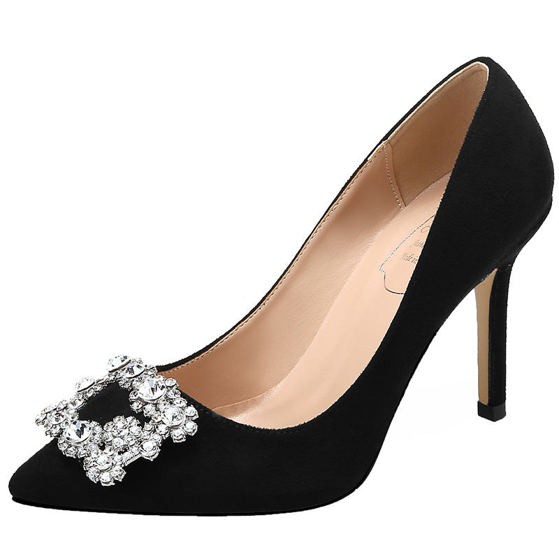 Rhinestone Stiletto Heels – Pointed Toe, French Chic