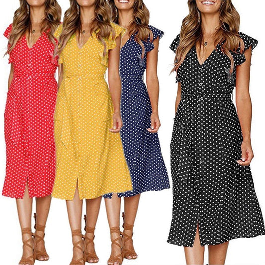 Printed Lace Ruffle Dress – Elegant, Trendy, Feminine Style