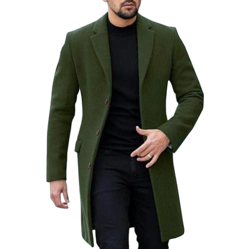 Men’s Wool Coat – Single-Breasted Cardigan Style