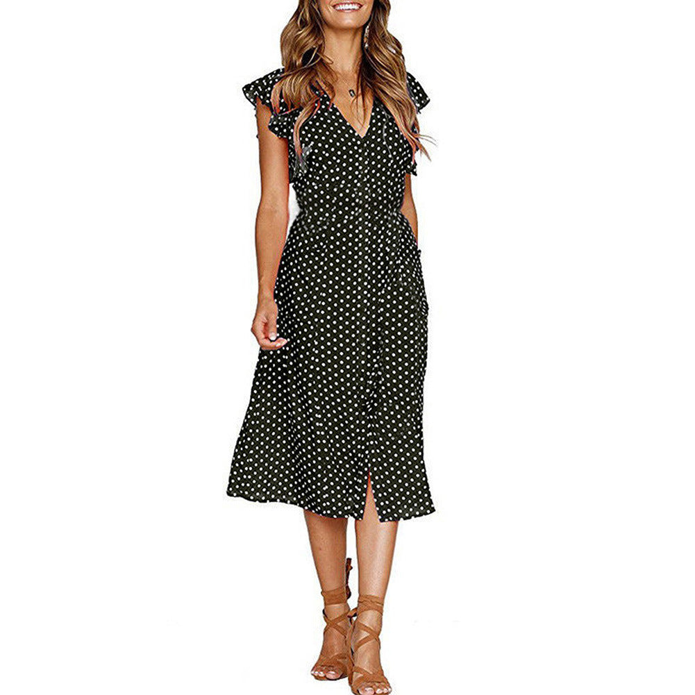 Printed Lace Ruffle Dress – Elegant, Trendy, Feminine Style