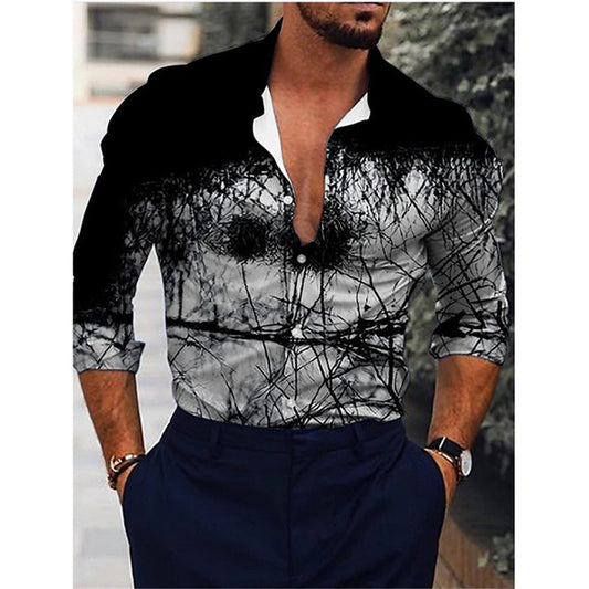 Men’s Retro Floral Long Sleeve Shirt – Streetwear for Spring & Fall