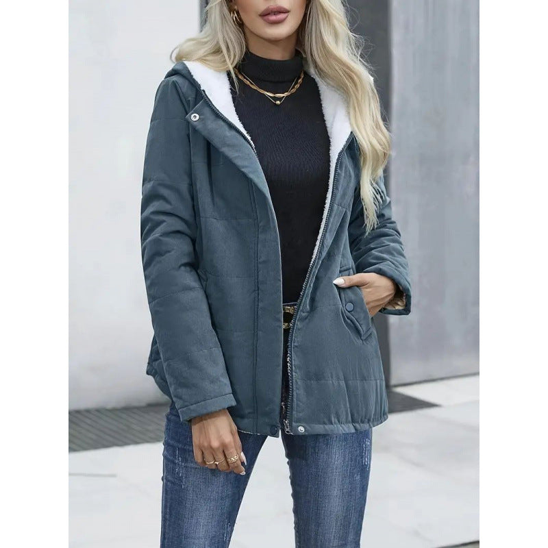 Men's Preppy Fleece-Lined Cotton Hoodie Coat – Warm Long Sleeve Jacket