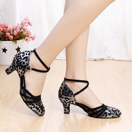 Latin Dance Shoes – Mid Heel, Rubber Sole