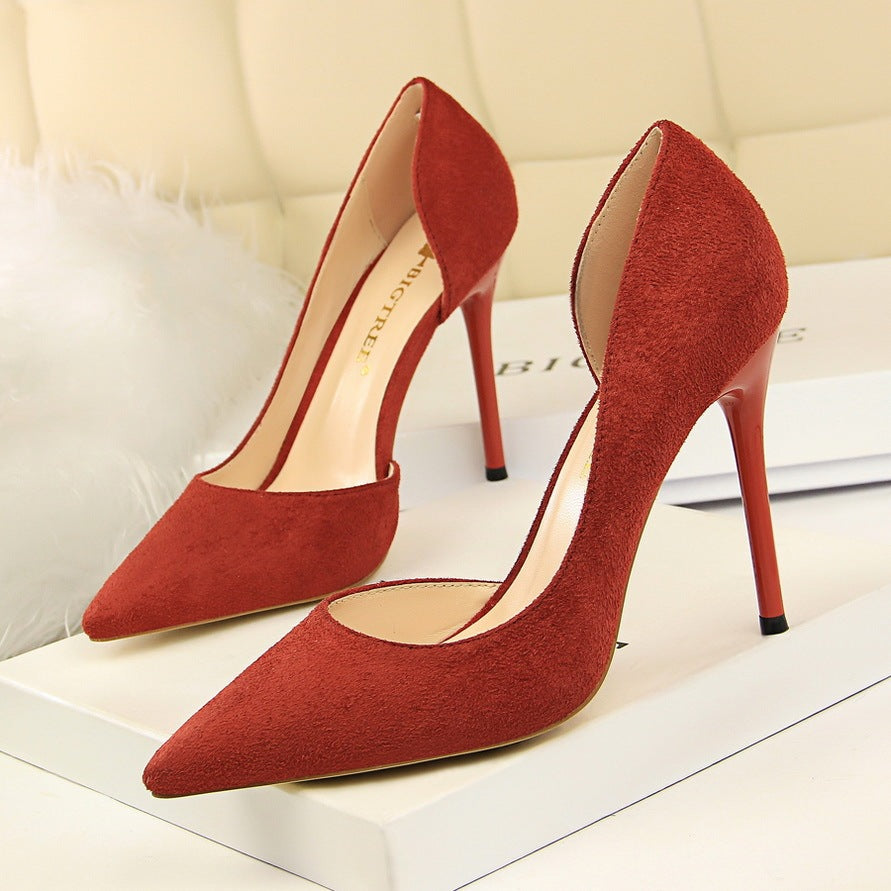Suede Pointed Toe High Heels – Classic European Style