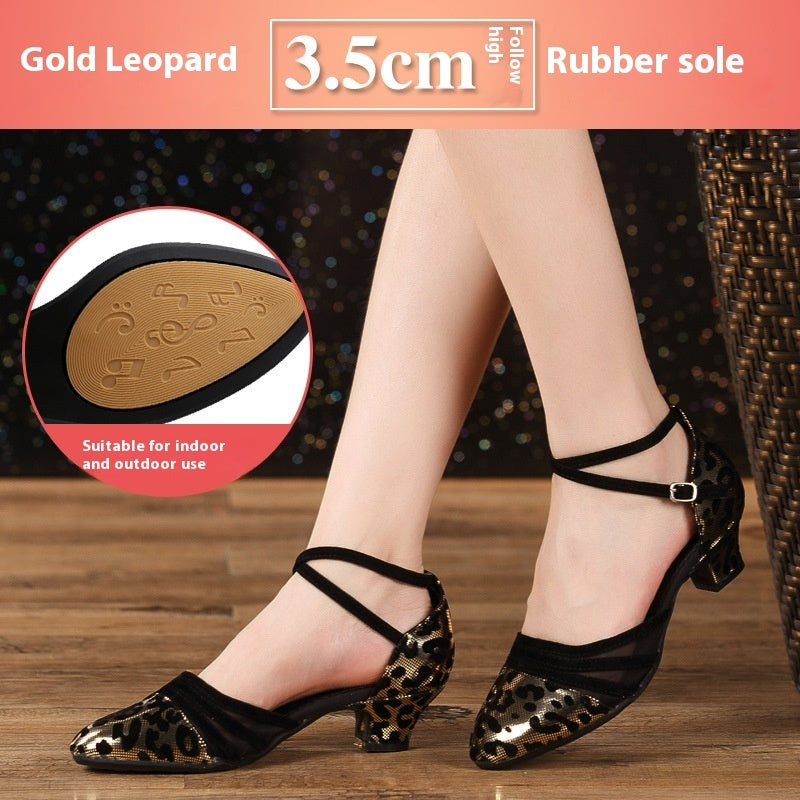 Latin Dance Shoes – Mid Heel, Rubber Sole