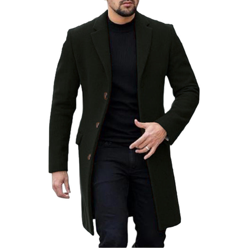 Men’s Wool Coat – Single-Breasted Cardigan Style