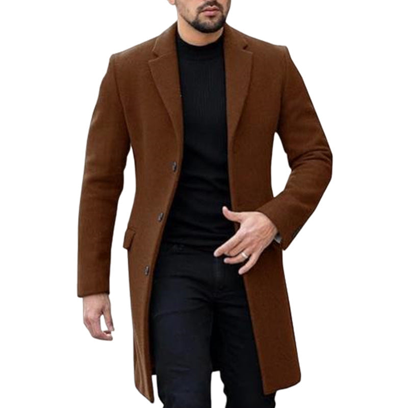Men’s Wool Coat – Single-Breasted Cardigan Style