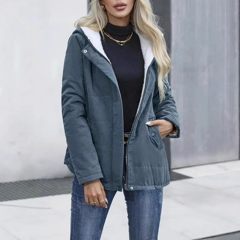 Men's Preppy Fleece-Lined Cotton Hoodie Coat – Warm Long Sleeve Jacket