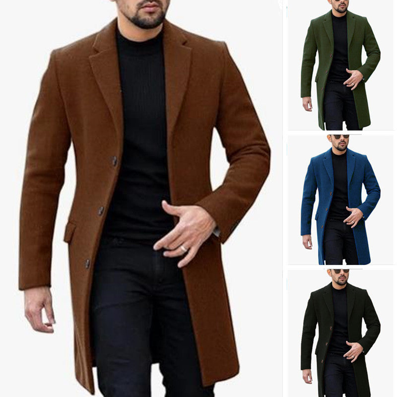 Men’s Wool Coat – Single-Breasted Cardigan Style