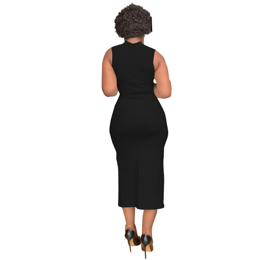 Sexy Cut-Out Bodycon Dress – Side Split, Solid Color
