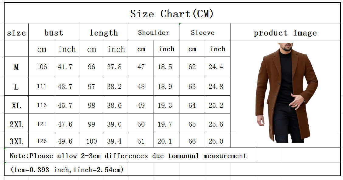 Men’s Wool Coat – Single-Breasted Cardigan Style